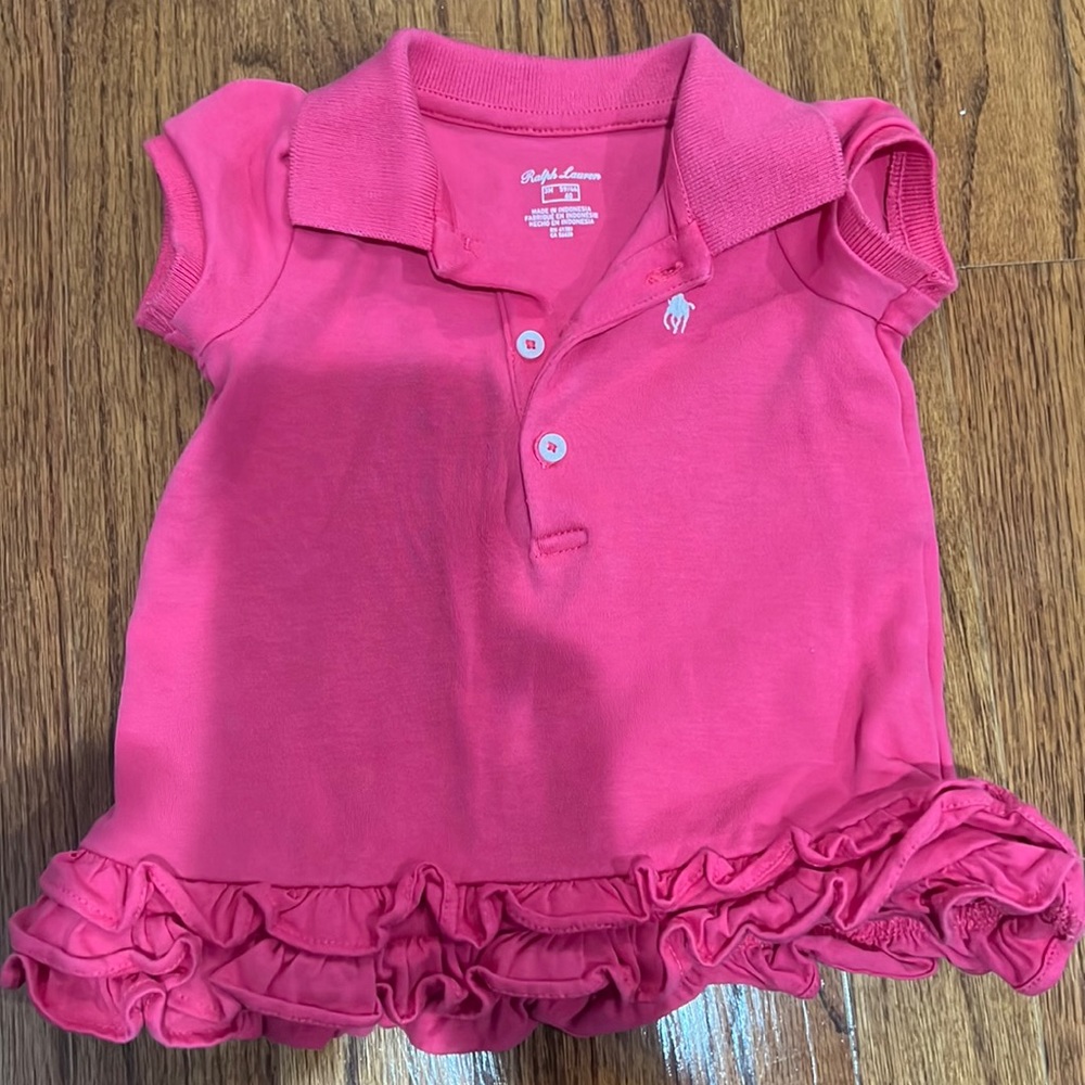 Pink polo Ralph Lauren dress 3 months